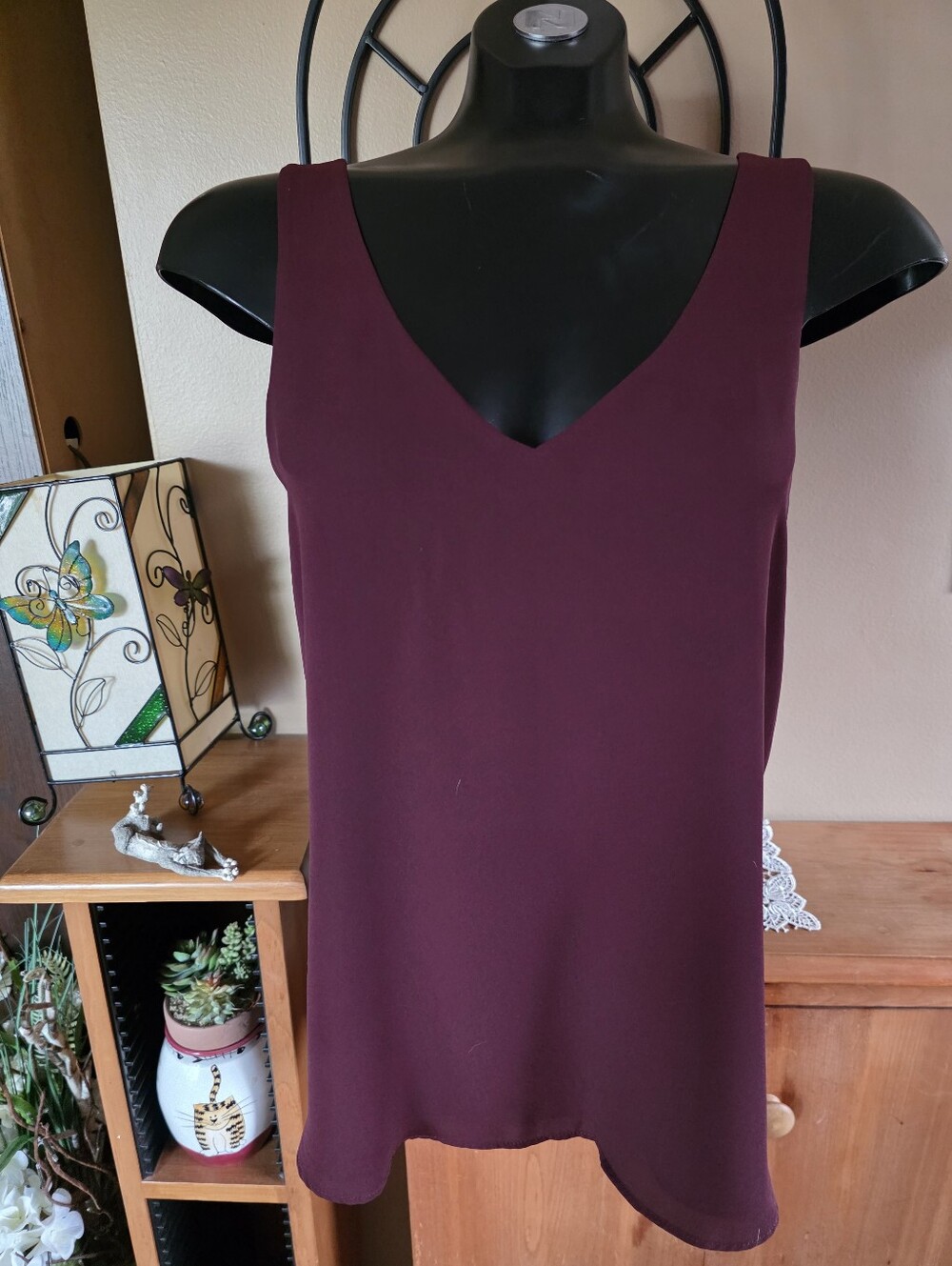 RW&CO Sleeveless Wine Double Layered Top  Size S